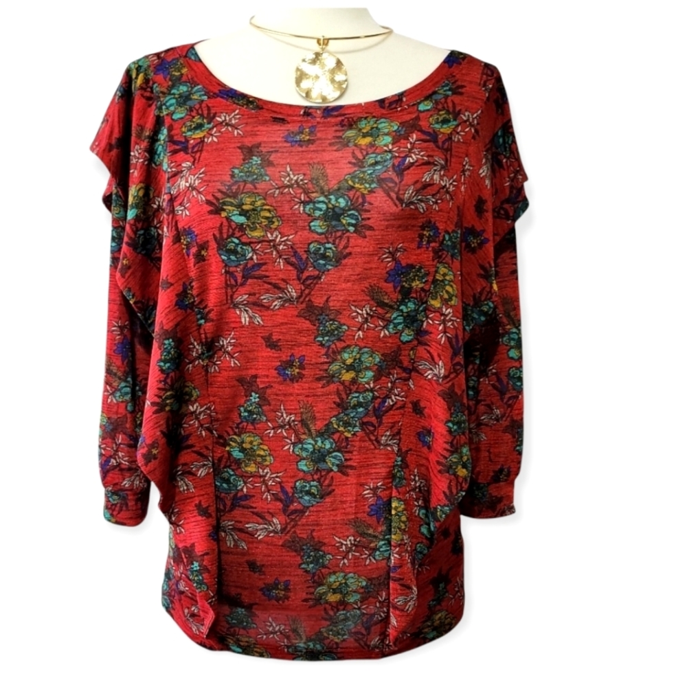 Free People Women's Dock Street Red Floral Combo Top - Picture 3 of 16